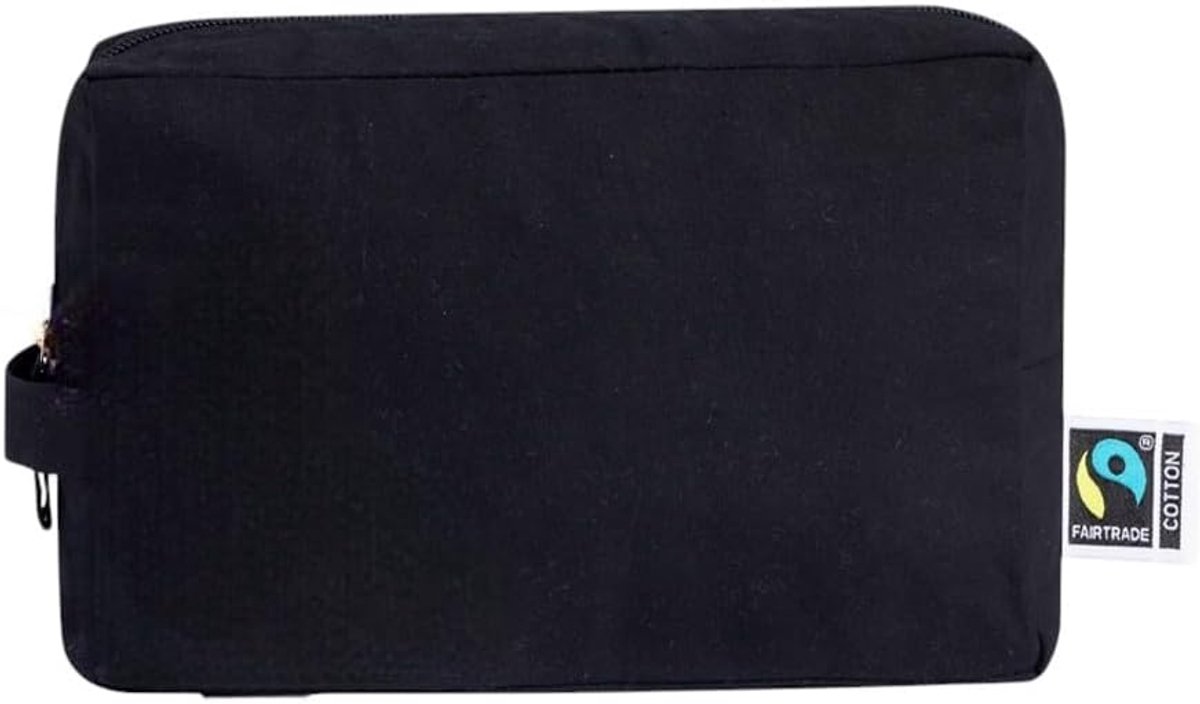 Thijox - Nature Toilettas Fairtrade Gecertificeerd Biologisch Katoen - Zwart - 20,5 x 14 x 7,5 cm - Duurzaam, Milieuvriendelijk, Ideaal voor Reizen, C