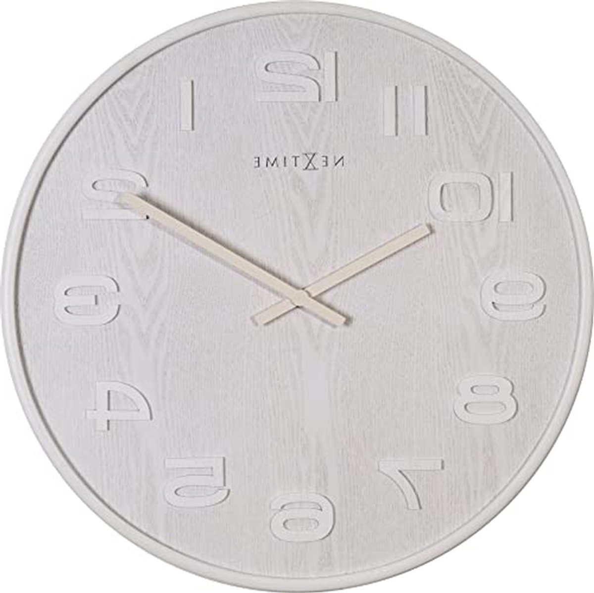 Houten Wandklok - Klok Hout - Tijd Weergeven - Unieke Nerfstructuur - 53cm Diameter - Wit