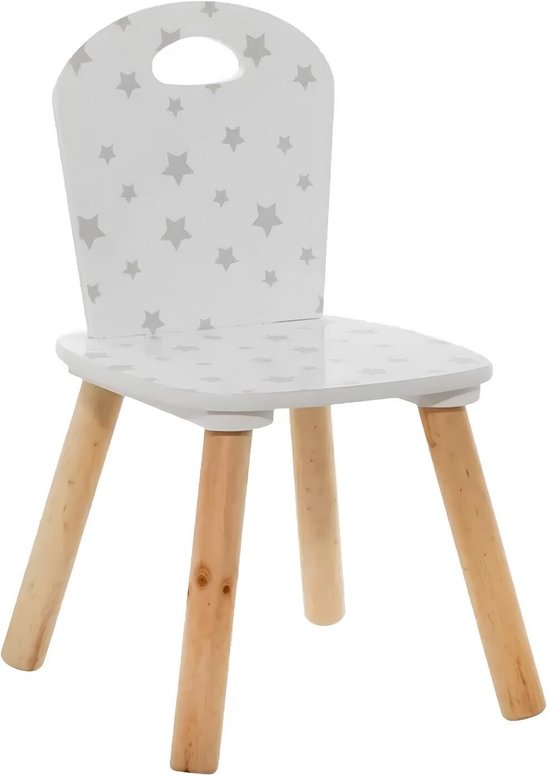 Atmosphera Kinder stoeltje Stars - 2x - wit/zilver/naturel - hout - D30 x H50 cm - bijzet stoeltjes voor kinderen van Atmosphera — afbeelding 4