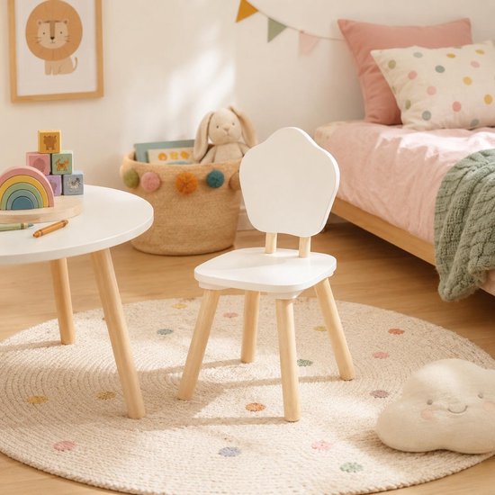 Atmosphera Kinder stoeltje Presidente - 4x - wit - hout - D23 x H48 cm - bijzet stoeltjes voor kinderen van Atmosphera — afbeelding 5