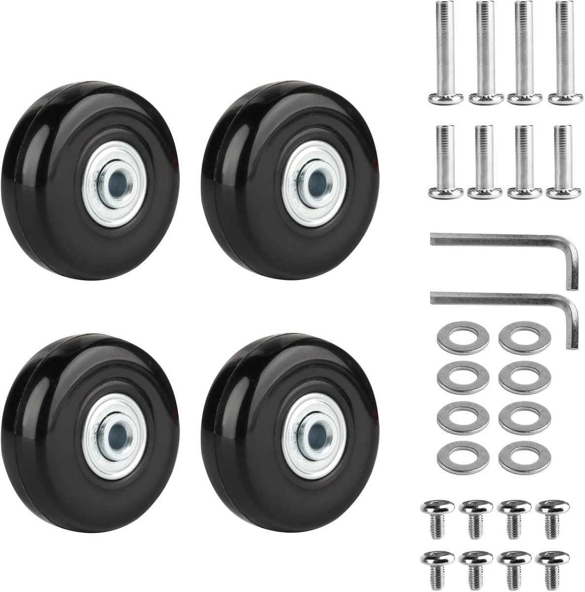 SnelShoppen - Pack van 4 Vervangwielen voor Baggage 40 x 17 mm - Duurzame Rubber Koffers Wielen - Spare Parts voor Suitcases - Zwarte Wielen voor Baga