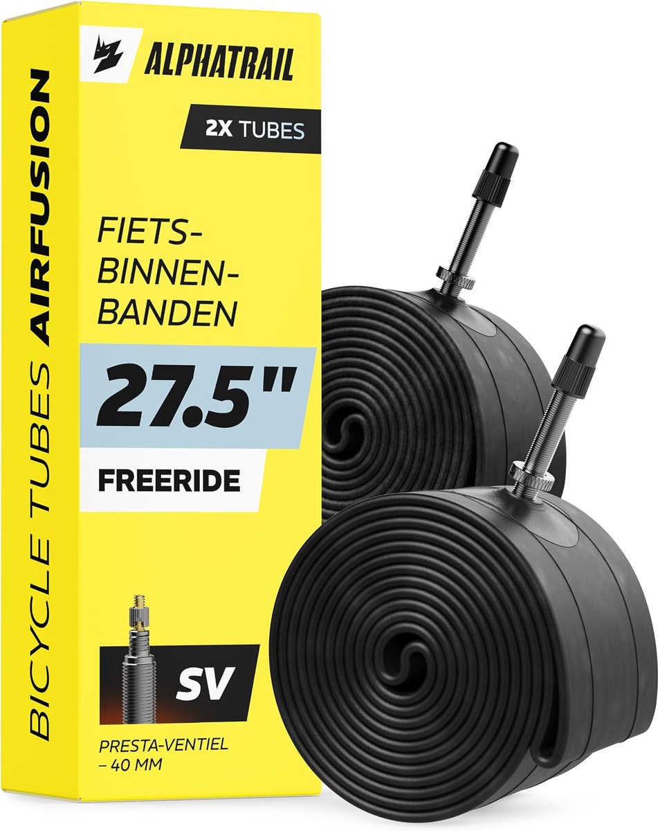 SnelShoppen - MTB Binnenband 27.5 Inch SV Presta 40mm Set van 2 - Geschikt voor Schwalbe, Continental, Michelin, Maxxis, Kenda - Duurzaam en Betrouwba