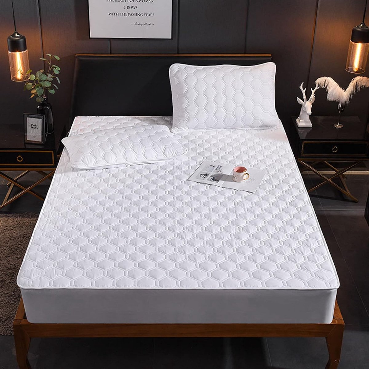 SnelShoppen - Topmatras Beschermhoes Ademend/Zacht/Machinewasbaar - Matrassenbeschermer Vochtbescherming/Bestendig/Stil - Matrasstopper Elastisch/Verw