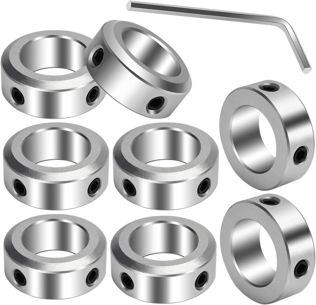 SnelShoppen - Depth Stop Ringen 20mm Boorgat 32mm OD Aluminium 8 Stuks - Diepte Stop Ring voor Wheelbarrow Shaft Gear Assemblies CNC Machine