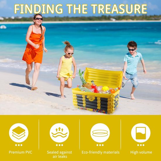 SnelShoppen - Inflatable Palm en Treasure Chest - Grote Opblaasbare Koelbox voor Dranken - Zwembad Bar en Decoratie voor Tuin, Strand en Feestjes van Snelshoppen — afbeelding 4
