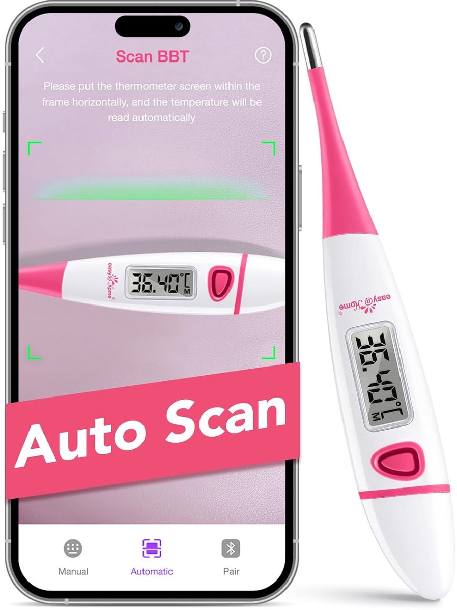 SnelShoppen - Ovulatie Tracker Digitale Basal Thermometer - Nauwkeurige BBT Temperatuurmeter voor Vruchtbaarheid - Premom App Compatibel - Roze - DMT-