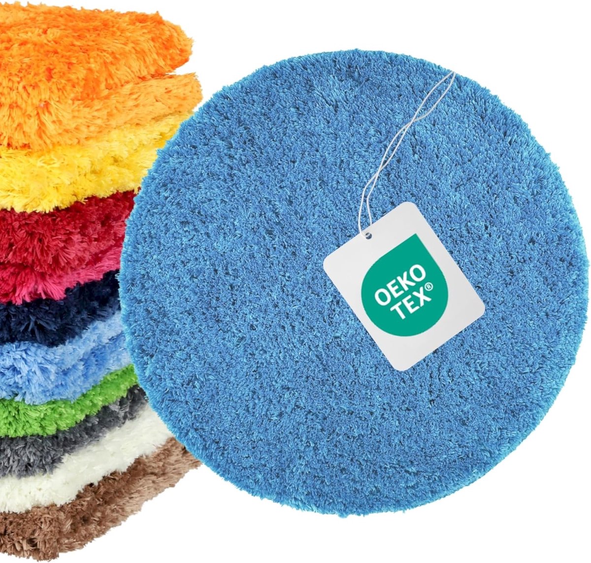 SnelShoppen - Badmat Lichtblauw - Antislip & Machinewasbaar - Toilemat Ø 56 cm - Comfortabele Badkameraccessoire - Perfect voor Modern Interieur