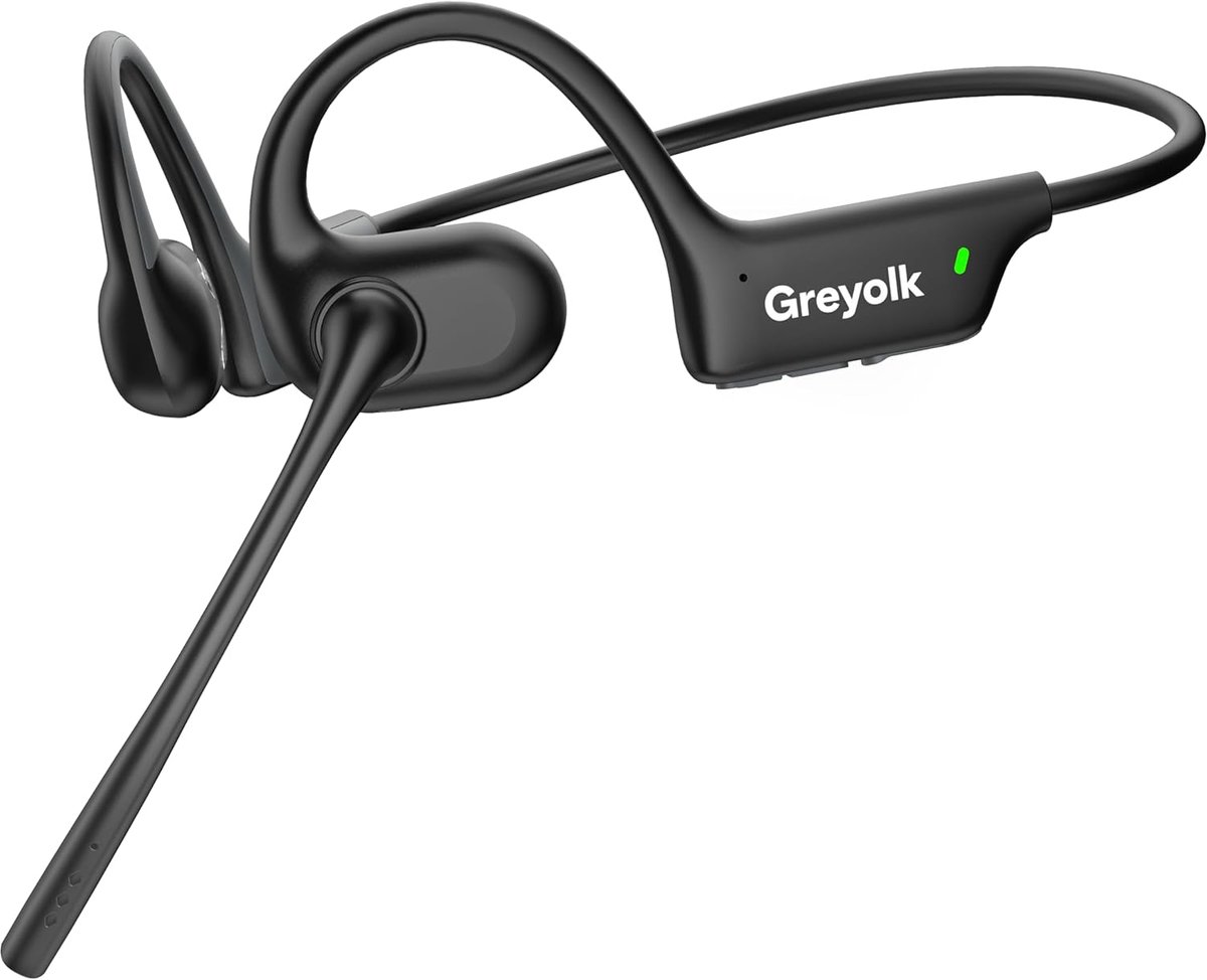 SnelShoppen - Open Ear Headphones met Microfoon, Bluetooth 5.3 Hoofdtelefoon met AI Noise Cancelling, Draadloze Headset voor Werk, Bellen en Sportacti