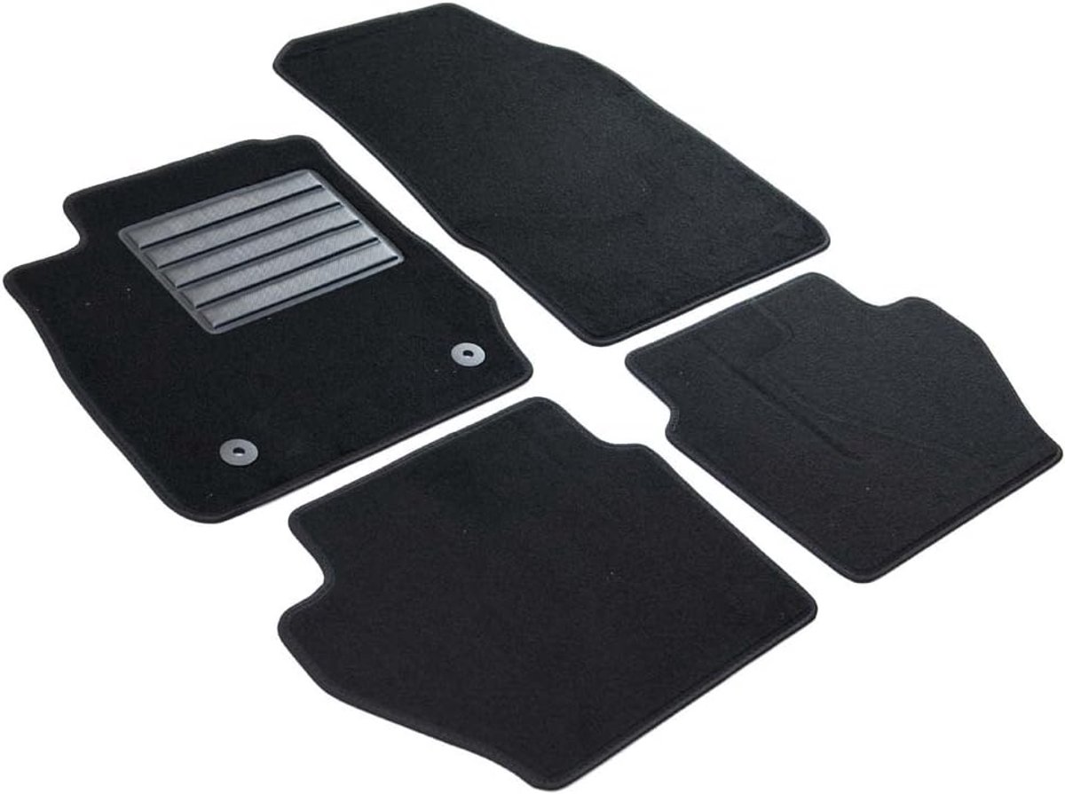 SnelShoppen - Op maat gemaakte Velours Vloermatten voor Ford Fiesta VI Trend Titanium 2011-2017 - Set van 4 - Zwart - Perfecte pasvorm en drukbevestig