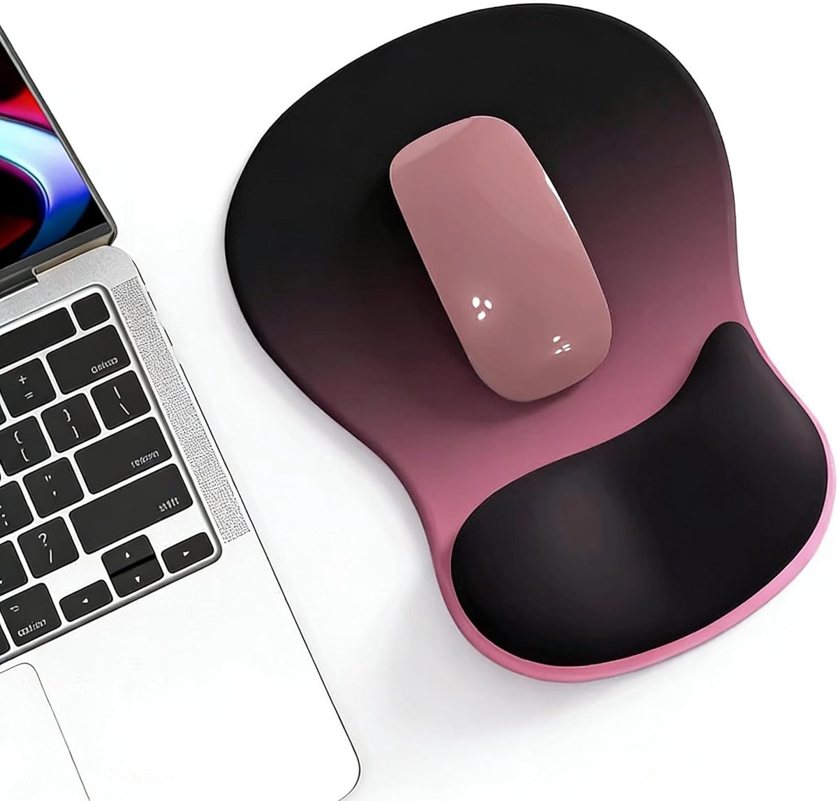SnelShoppen - Ergonomische Muismat met Gel Kussen en Polssteun, Antislip Basis, Ideaal voor Computer en Laptop, Blackberry Powder, 25x18 cm