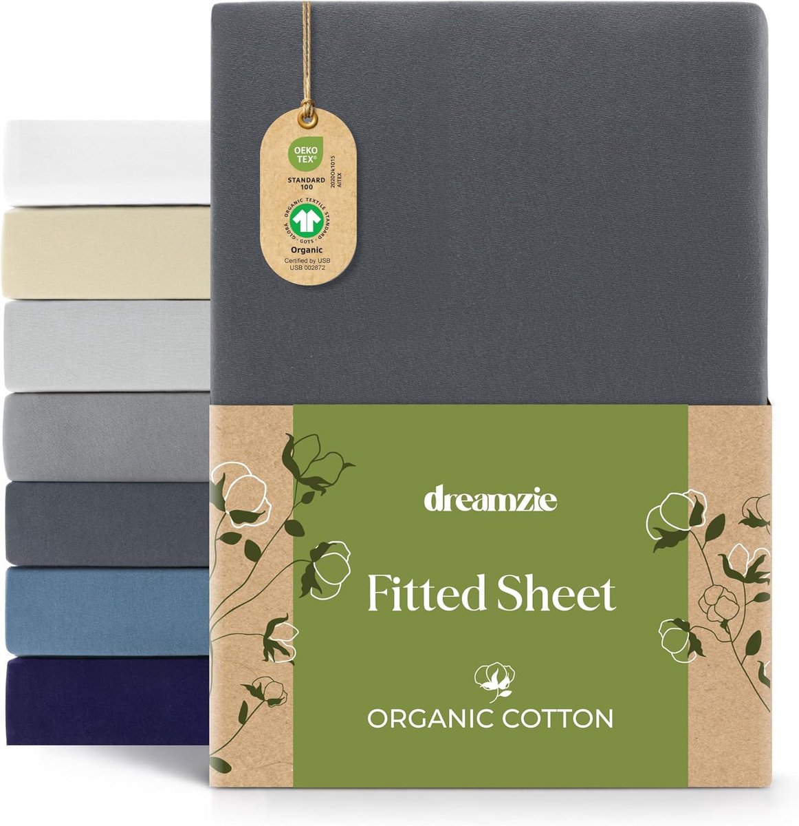 SnelShoppen - Fitted Sheet 80x200 cm - 100% Biologisch Katoen Jersey - Hypoallergene Donkergrijze Matrashoes - Geschikt voor Matrashoogte tot 22 cm -