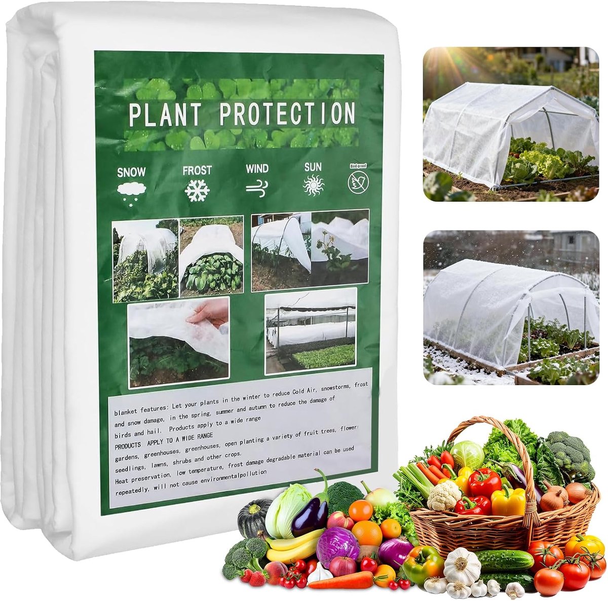 SnelShoppen - Tuinfleece voor Planten, 35 g/m², 2 m x 10 m, Winter Fleece, Vorstbescherming, Ademend Plantenfleece, Bescherming Tegen Kou, Insecten en