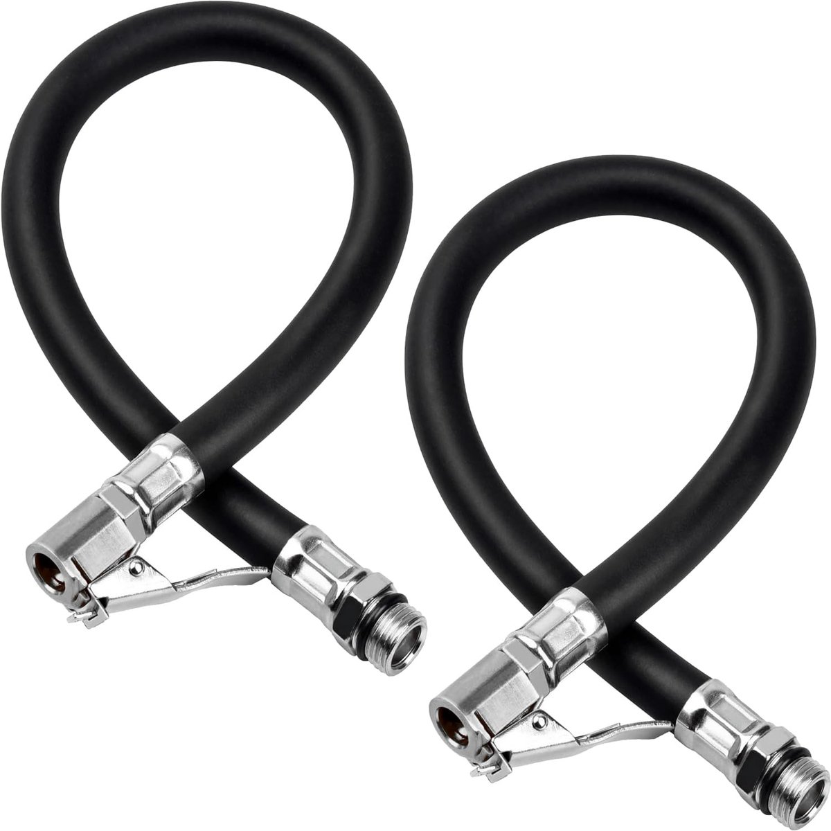 Thijox - 2 Stuks Rubberen Bandenspanningsmeter voor Zwaar Gebruik - Flexibele Luchtslang 38 cm voor Auto, Motorfiets, Fiets - Universele Aansluitingen