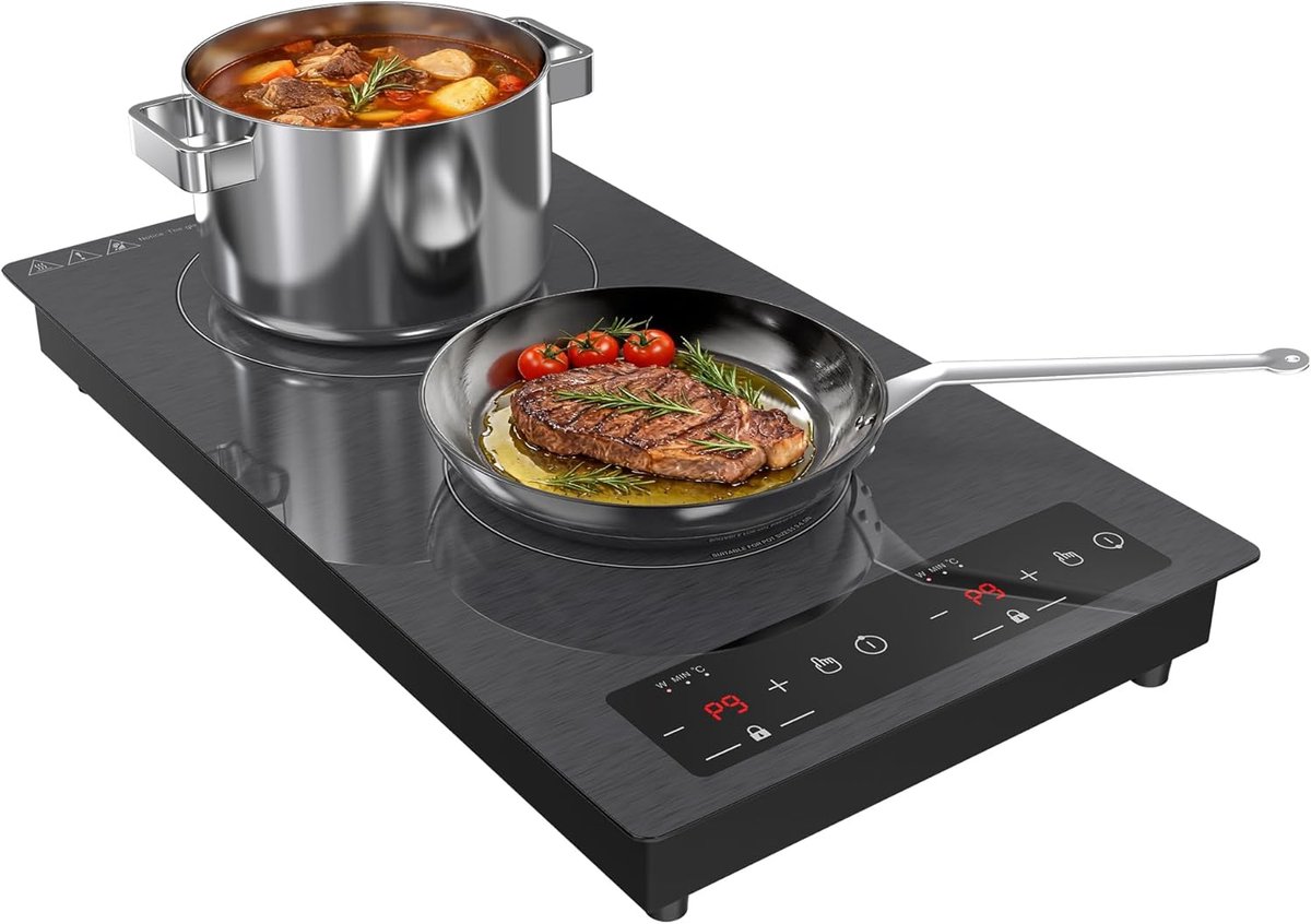 Inductie Kookplaat - Elektrisch Fornuis - Snel Koken - Dubbele Kookzone - 51 cm Breed - Zwart