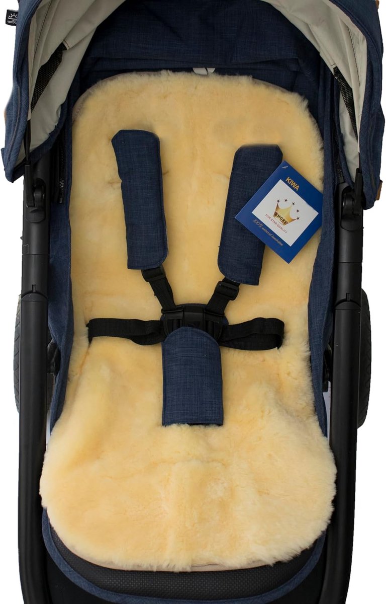 SnelShoppen - KIWA Lambskin Insert voor Kinderwagen, Buggy, Babybed, Medisch Geleerd Merino Schapenvacht, Warm en Cozy, 75x38 cm