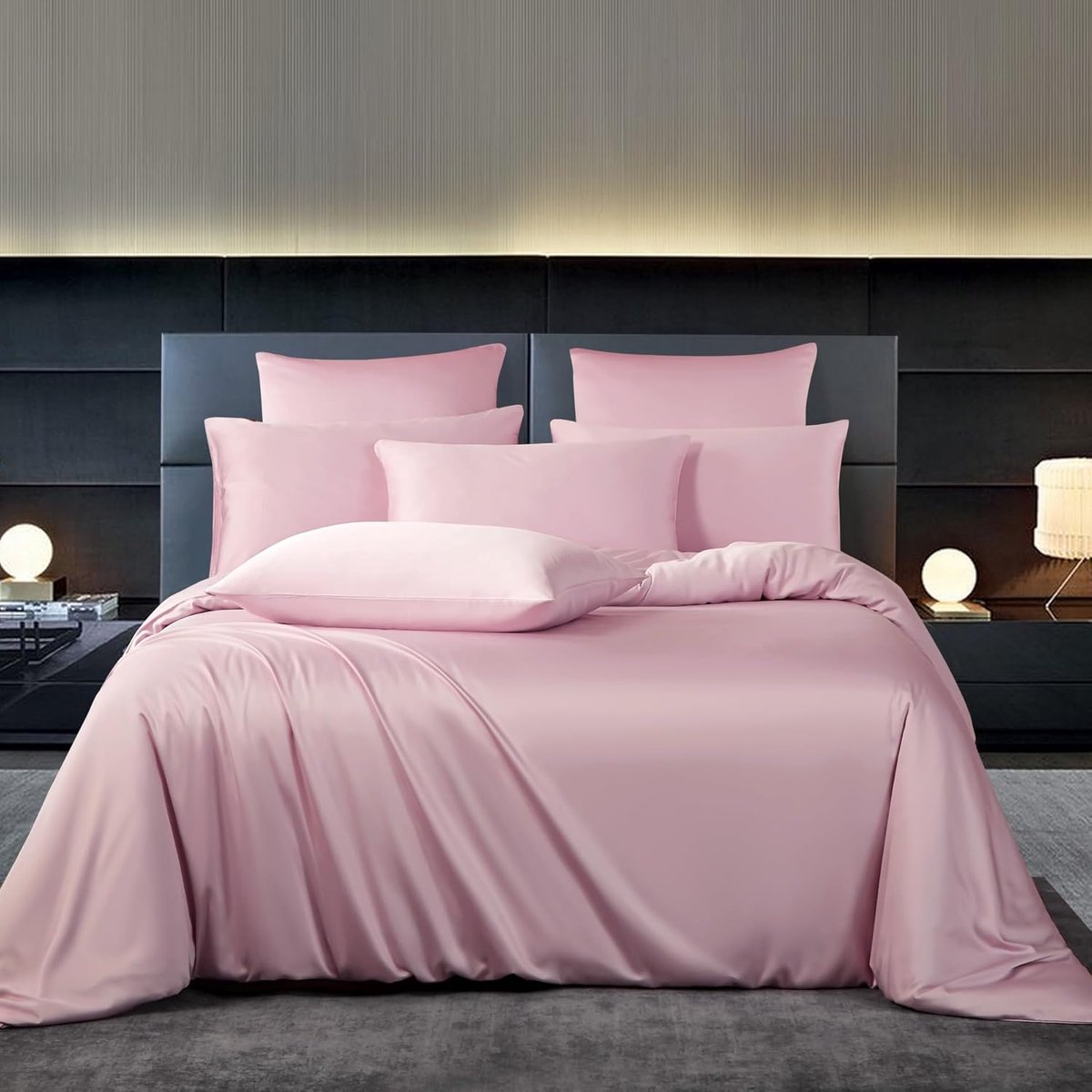 SnelShoppen - Bamboo Bedlinnen 200 x 200 cm Roze Effen - 50% Bamboo Lyocell Dekbedovertrek 3-Delig met Rits en 2 Kussenslopen - Koel, Zacht en Ademend