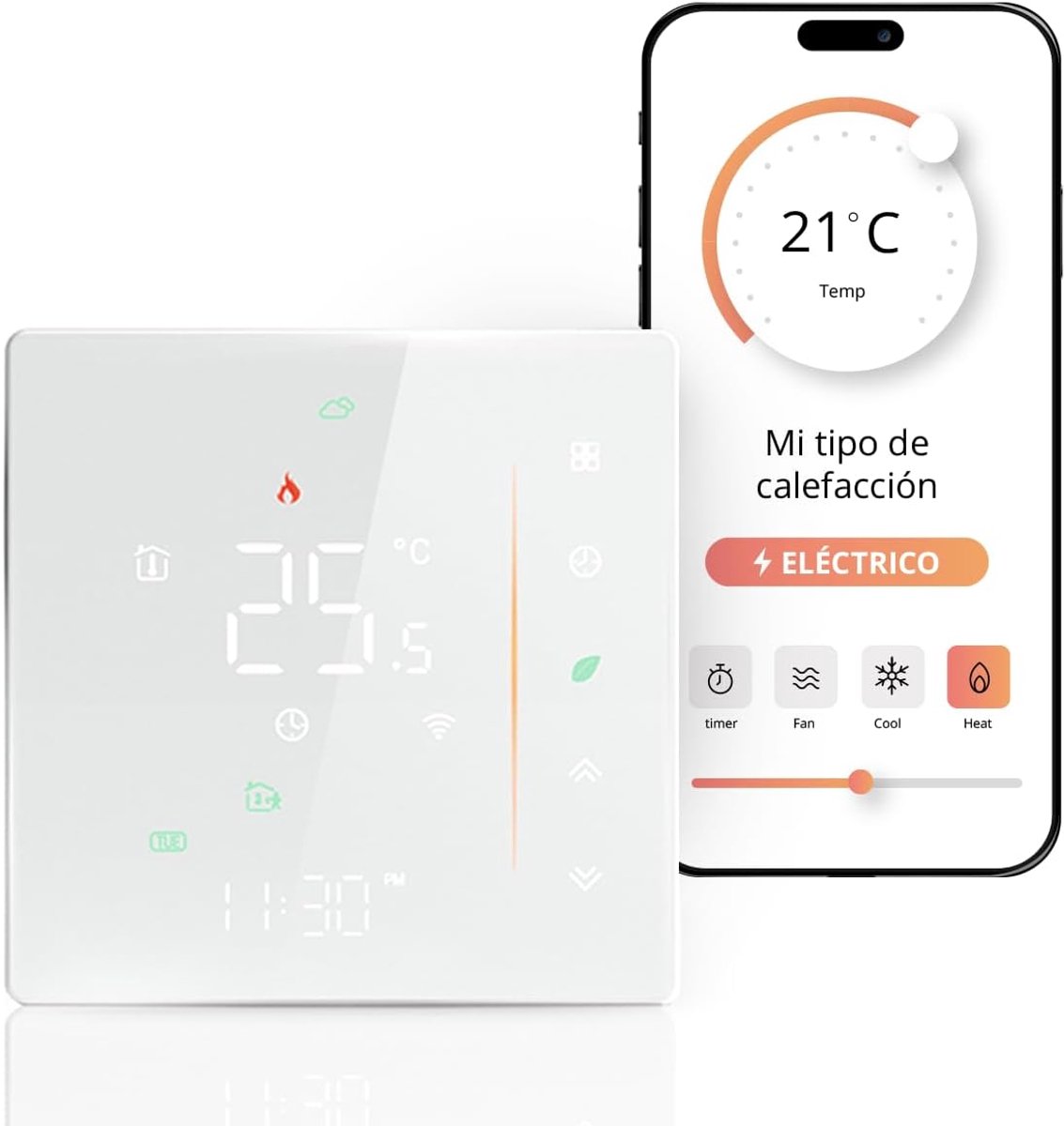 SnelShoppen - Smart Home Thermostat Touch Screen LED Verwarmingsthermostaat voor Waterboiler en Elektrische Verwarming, App- en Spraakgestuurd, Progra