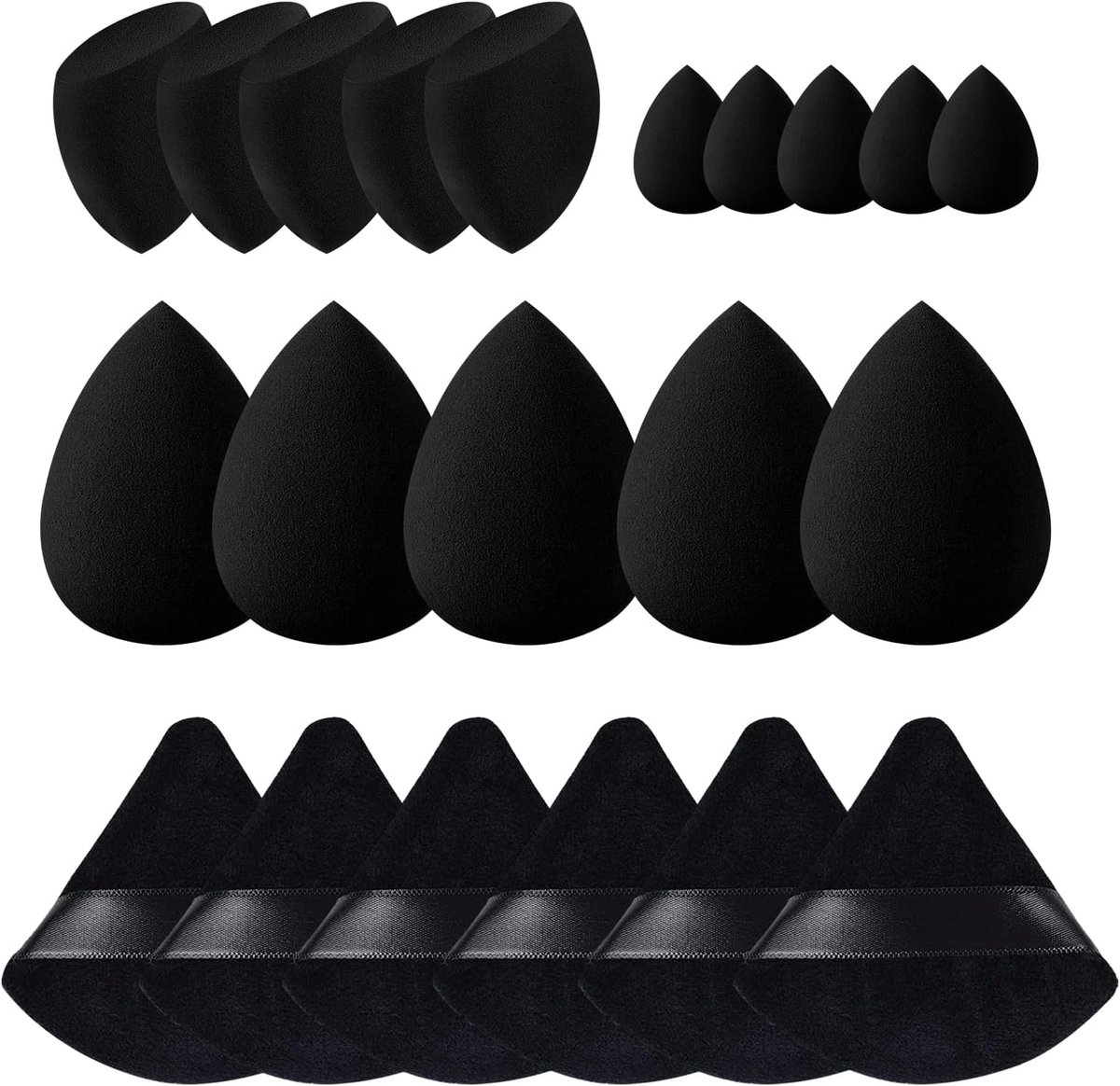 SnelShoppen - Beauty Blender 21-Delige Makeup Spons Set - Multicolor Makeup Sponges voor Foundation, Liquid, Cream, Poeder - Inclusief 6 Driehoekige P