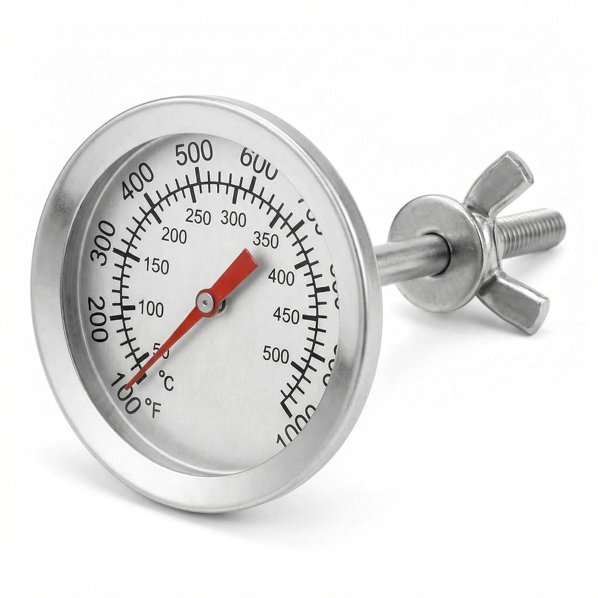 SnelShoppen - BBQ-thermometer roestvrijstaal, kookthermometer met 5 cm wijzerplaat tot 500 graden voor barbecue, grill, keuken, feest, camping