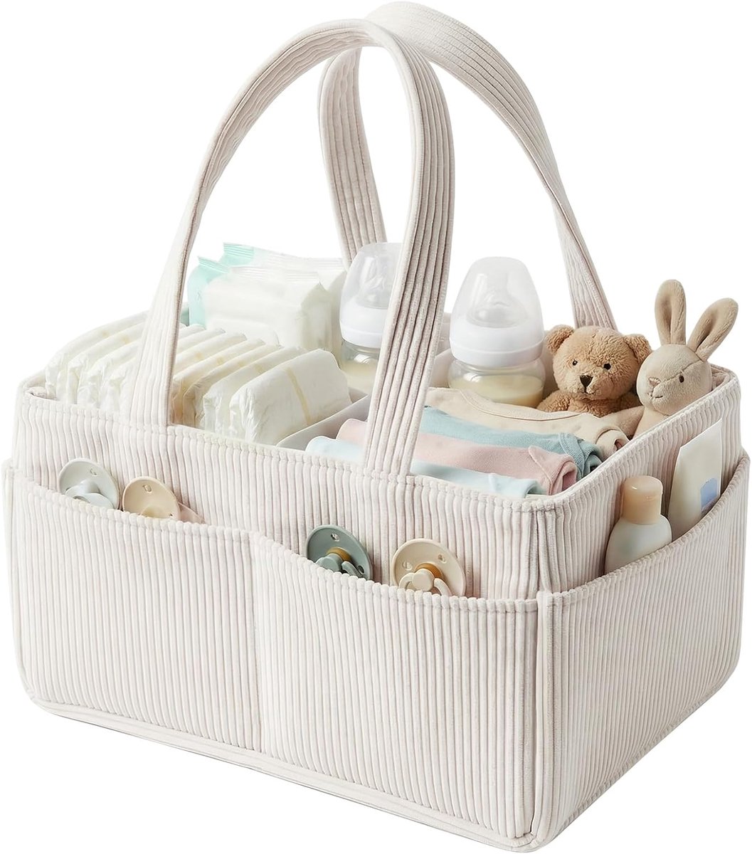 SnelShoppen - Luiermand Organizer Groot - Opbergmand voor Kinderkamer - Aankleedstation - Babycadeau Must-Have - Opbergoplossing voor Pasgeborenen - E