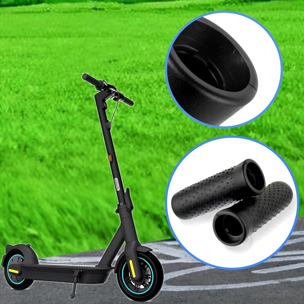 SnelShoppen - 2 x Elektrische Step Handvatten, Siliconen Grip voor Ninebot G30 Max, Zwart, Accessoires voor Comfortabel Steppen, Versterkte Handgrepen