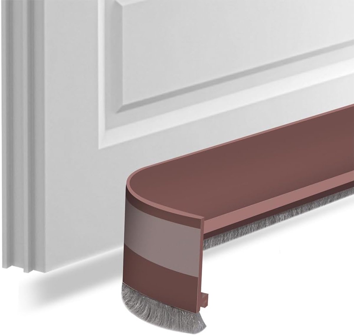 Zelfklevende Tochtstrip Deurborstel Borstelstrip Bruin 5cm - Afdichting voor Tocht en Isolatie