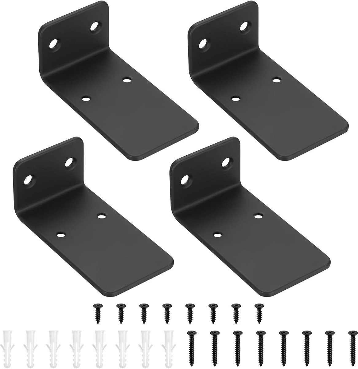 SnelShoppen - 4-pack Zwevende Plankdragers 9 cm - Zwarte Onzichtbare Hoek Plankbevestiging van Hoogwaardig Staal - Ideaal voor Wandplanken in Keuken,