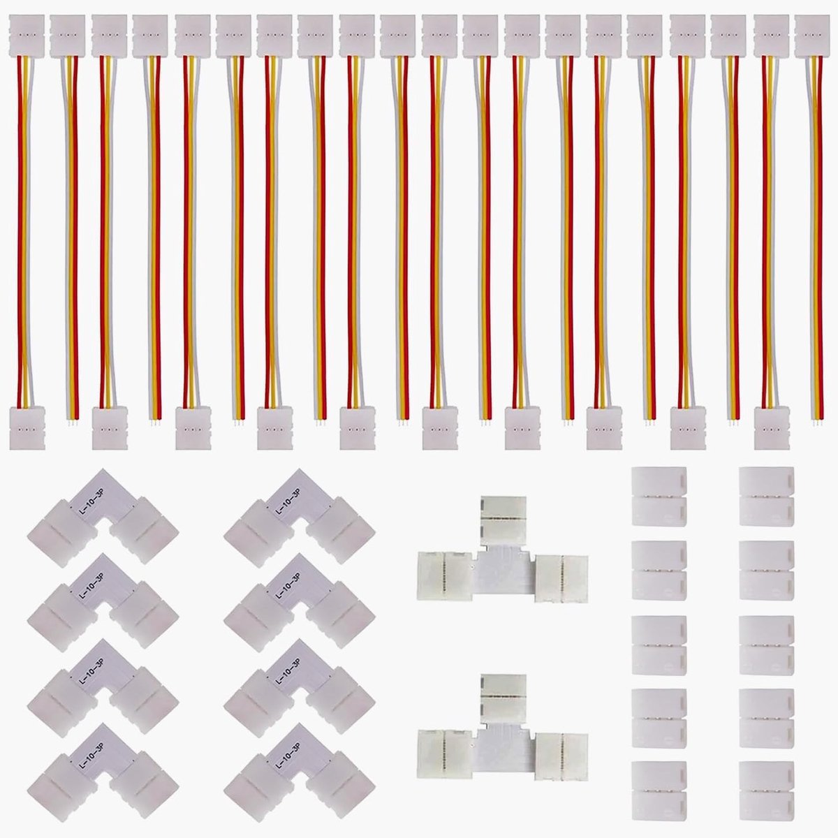 SnelShoppen - 40 Stuks 3-polige LED Strip Connector Kit - Draadverbinder voor 10 mm 5050 WS2812 WS2811 LED Strips - Hoekverbinding voor Doe-Het-Zelf V