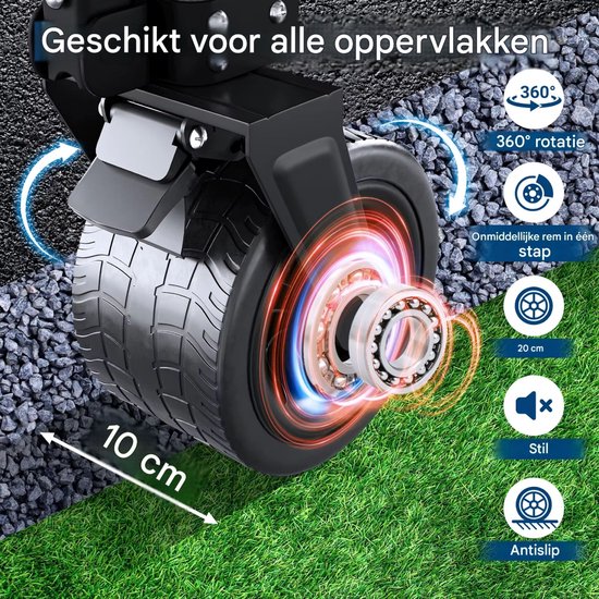Opvouwbare Bolderkar - Met Grote Wielen en Verstelbare Handgreep - voor camping en tuin - Blauw 600D Oxford Stof - Groen van Opvouwbare Bolderkar — afbeelding 3