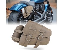 SnelShoppen - DREAMIZER Universele Motorzadeltas - Leren Motortas met Drinkflessen, Waterdichte Motoraccessoires voor Harley, Honda, Kawasaki, Suzuki,