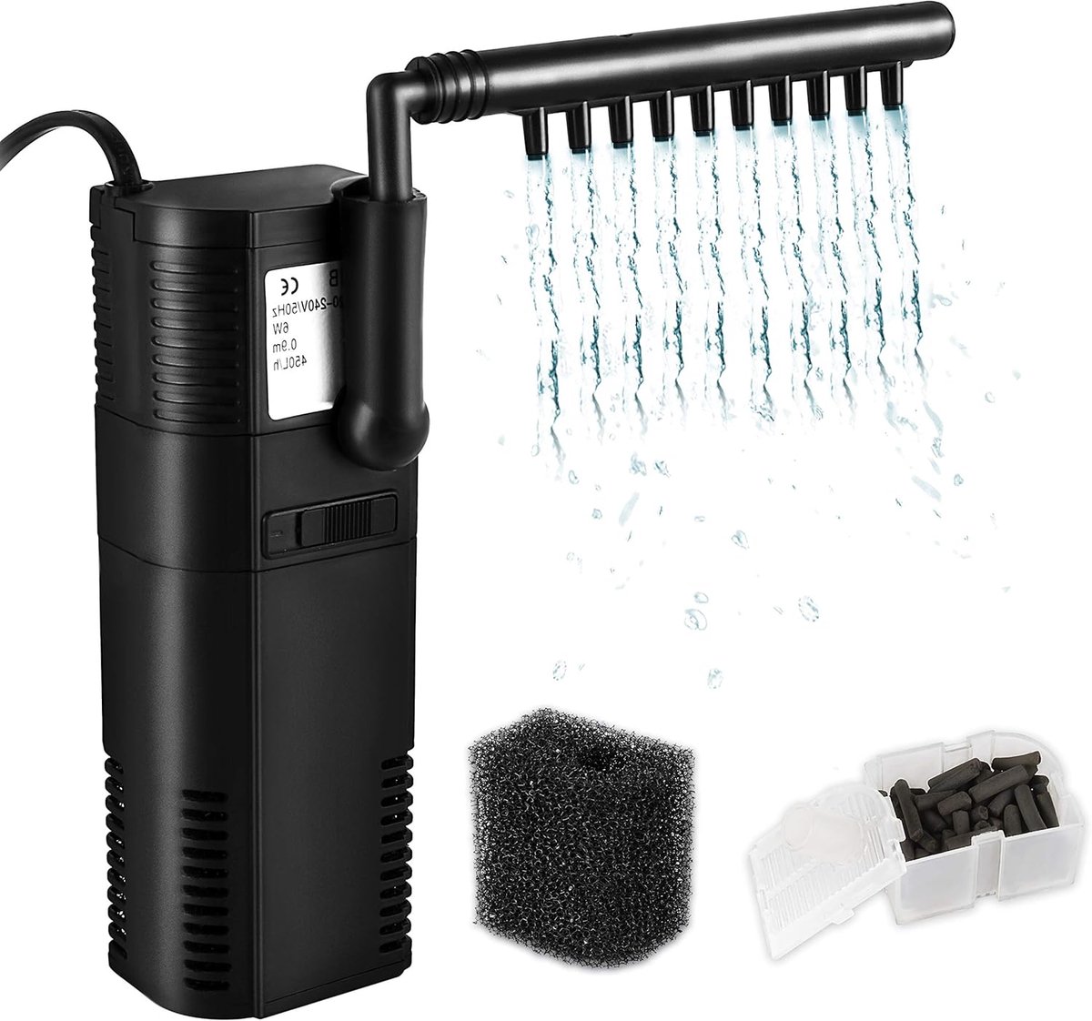 SnelShoppen - Forever Speed Filterpomp Aquarium 300L/u 2W - Compact en Efficiënt - Filterspons & Actieve Kool - Ideaal voor Aquariums tot 40L