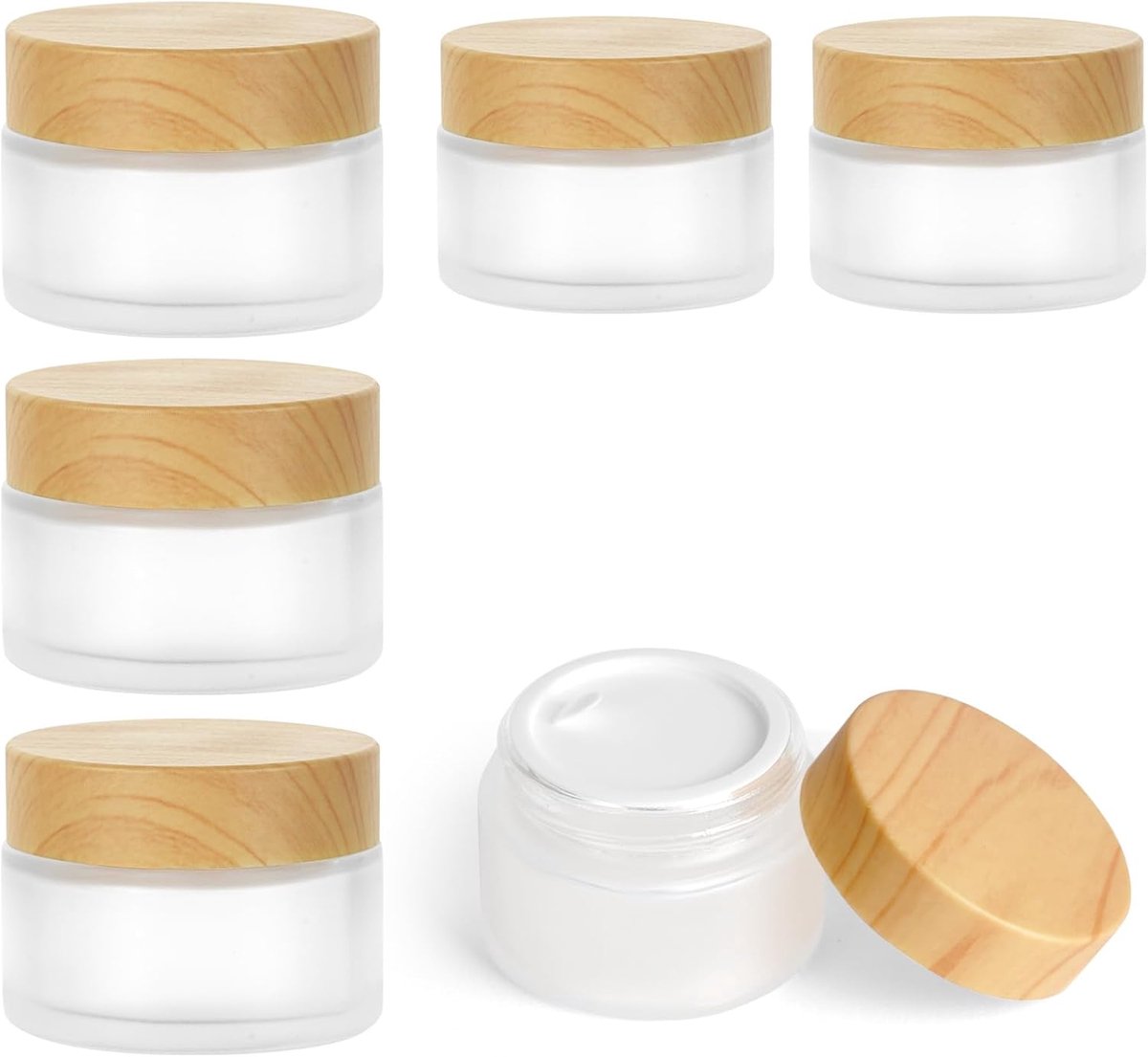 SnelShoppen - Herbruikbare Reis Potjes, 6 Stuks Lege Verpakkingen 20ml/30ml voor Cosmetica Monsters, Hoogwaardige Glazen Containers, Duurzaam en Milie