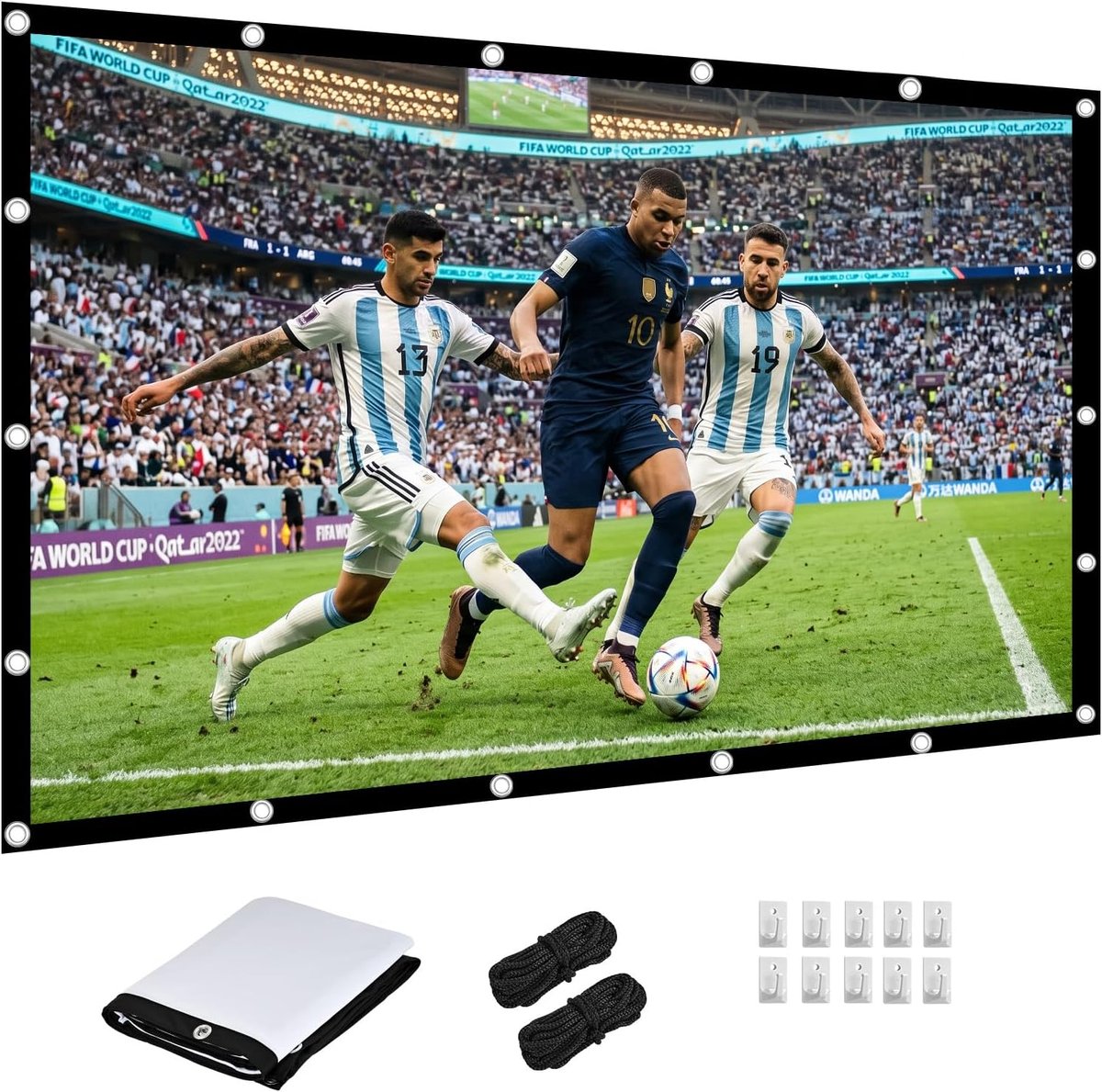SnelShoppen - Dubbelzijdige Canvas Beamer 60 Inch - Mobiel Projectiescherm voor Beamer - Ideaal voor Feest, Camping, Tuin, Thuisgebruik - Inclusief Oo