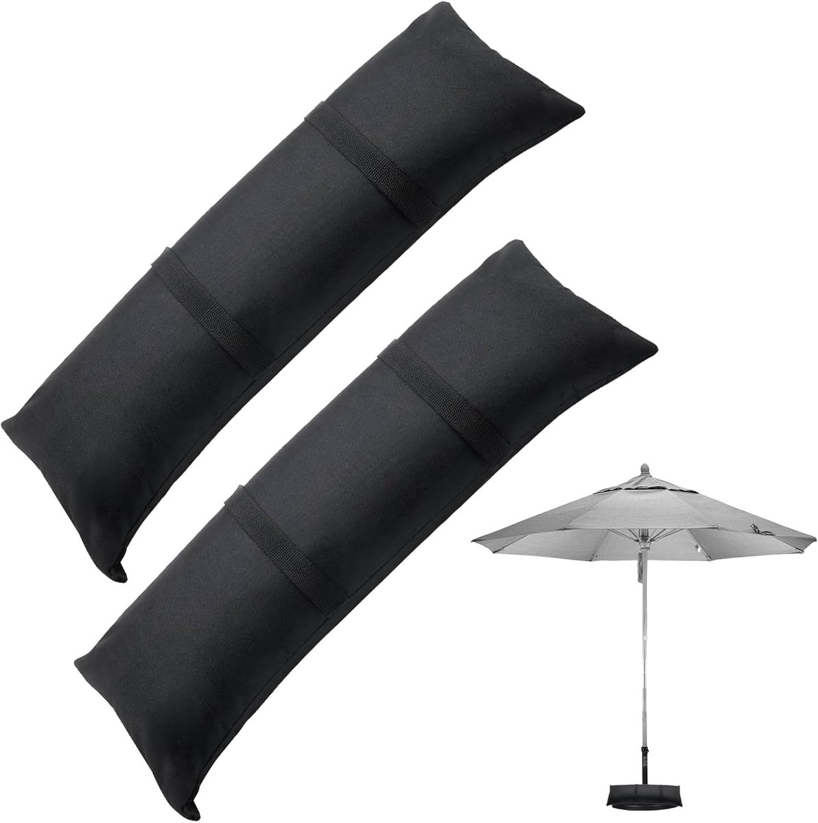 SnelShoppen - 2 stuks vulbare zandzakjes 2 x 44 LBS voor paraplu's, zware zandzakken voor tuinmeubels, trampoline en patio, outdoor accessoires zwart