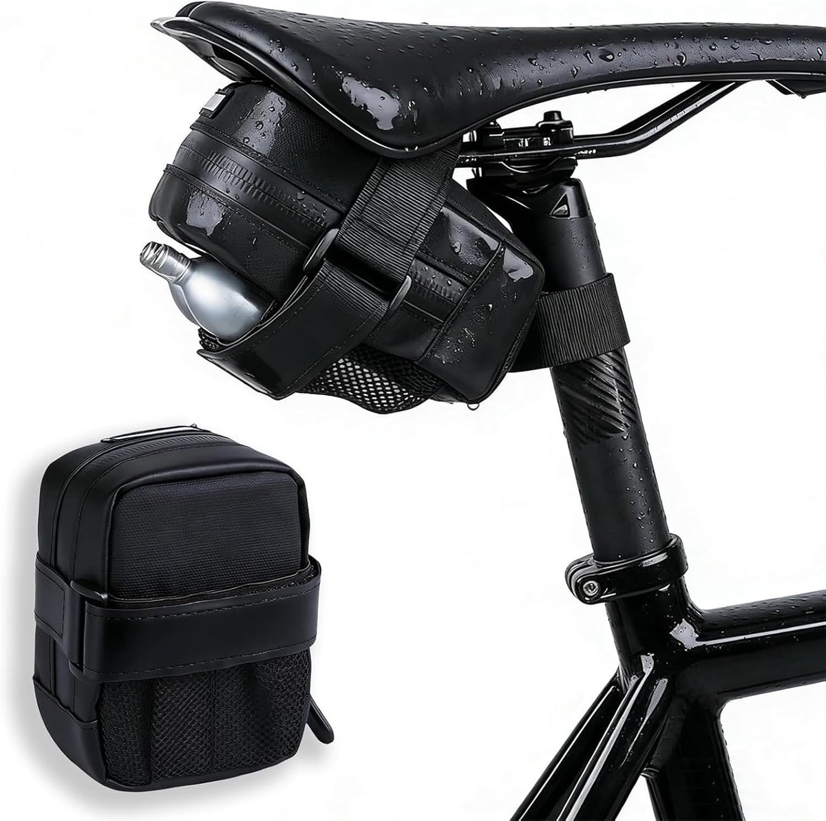 Mini Zadeltas - Fiets Accessoire - Fietsen Organiseren - Waterdicht Reflecterend - 11 x 8 x 4 cm - Zwart