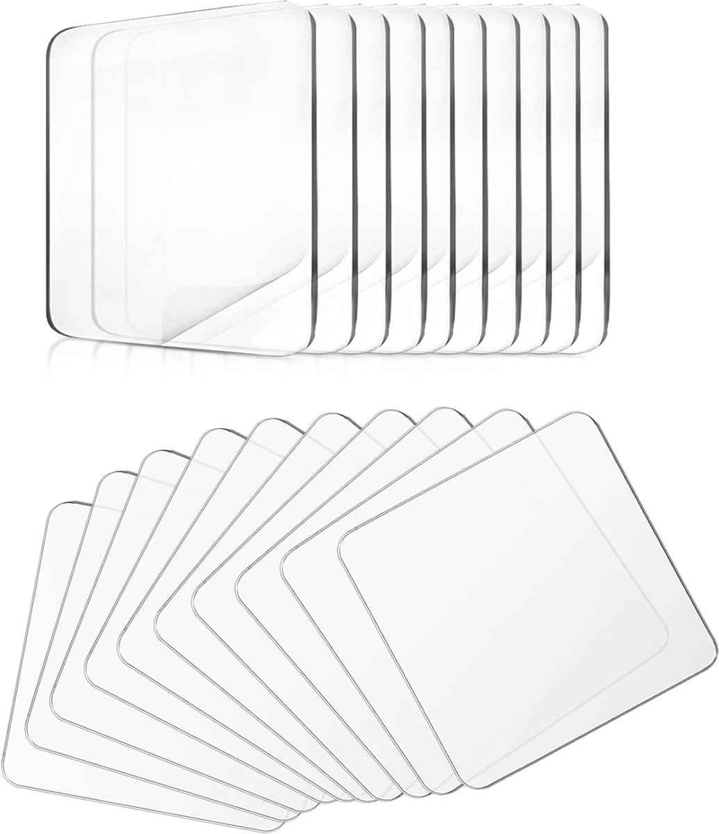SnelShoppen - 20 Stuks Dubbelzijdige Extra Sterke Kleefpads - Herbruikbaar Transparant Nano Tape Stickers - Afwasbaar Spoorloos Plakband voor Tapijt,