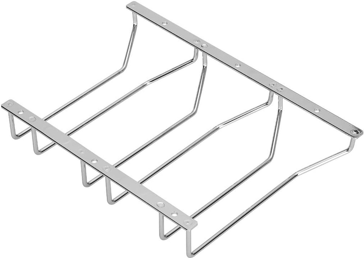 SnelShoppen - Wijnglashouder Stemware Rek Verchroomd 22 cm 3 Rijen Zilver - Organiseer Wijnglazen Onder Kast of Plank - Decoratief en Functioneel