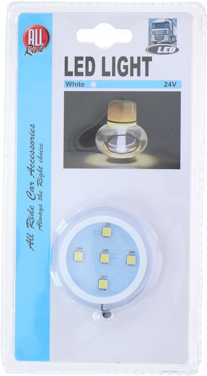 Thijox - All Ride LED Light Poppy Luchtverfrisser Wit - Auto Accessoire met 5 Mini-LEDs voor Helderheid en Stijl - Perfect voor Auto, Camping, Feest e