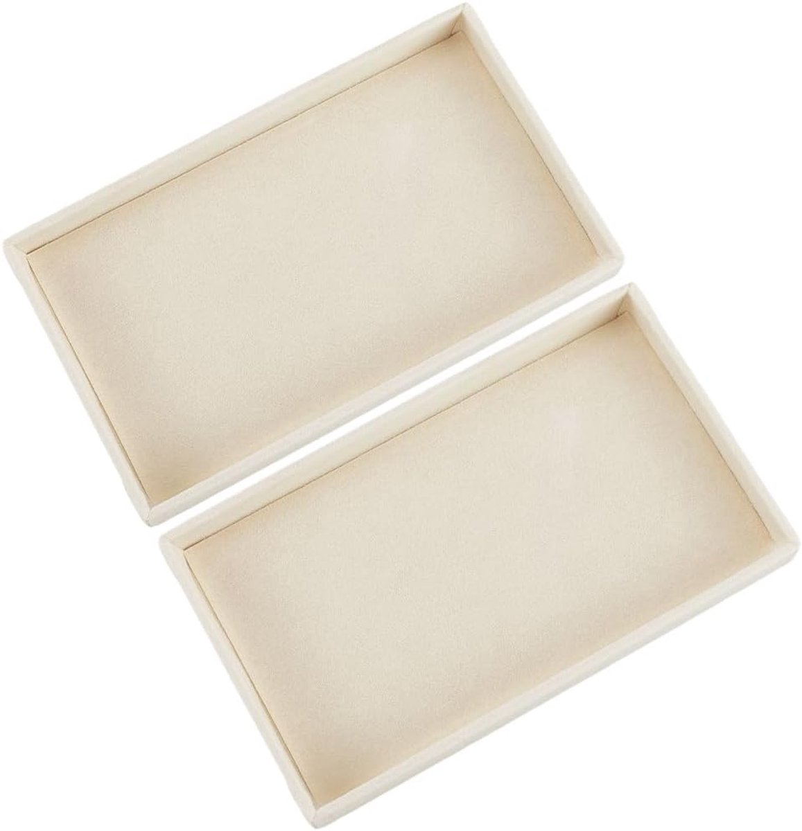 Thijox - 2 Stuks Lege Fluwelen Sieraden Doos Antiek Wit Sieraden Organizer Dienbladen voor Ringen Oorbellen Ketting Armband Craft Accessoire Showcase