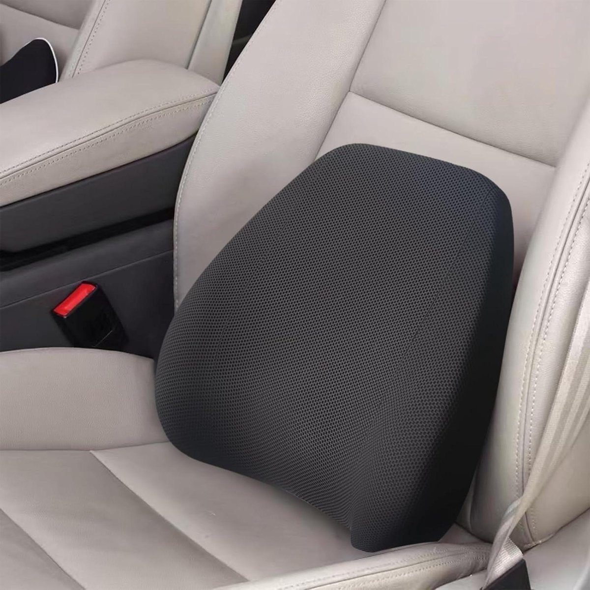 Lendensteunkussen - Rugsteun Kussen - Comfortabel Zitten - Traagschuim Vulling - Large - Zwart