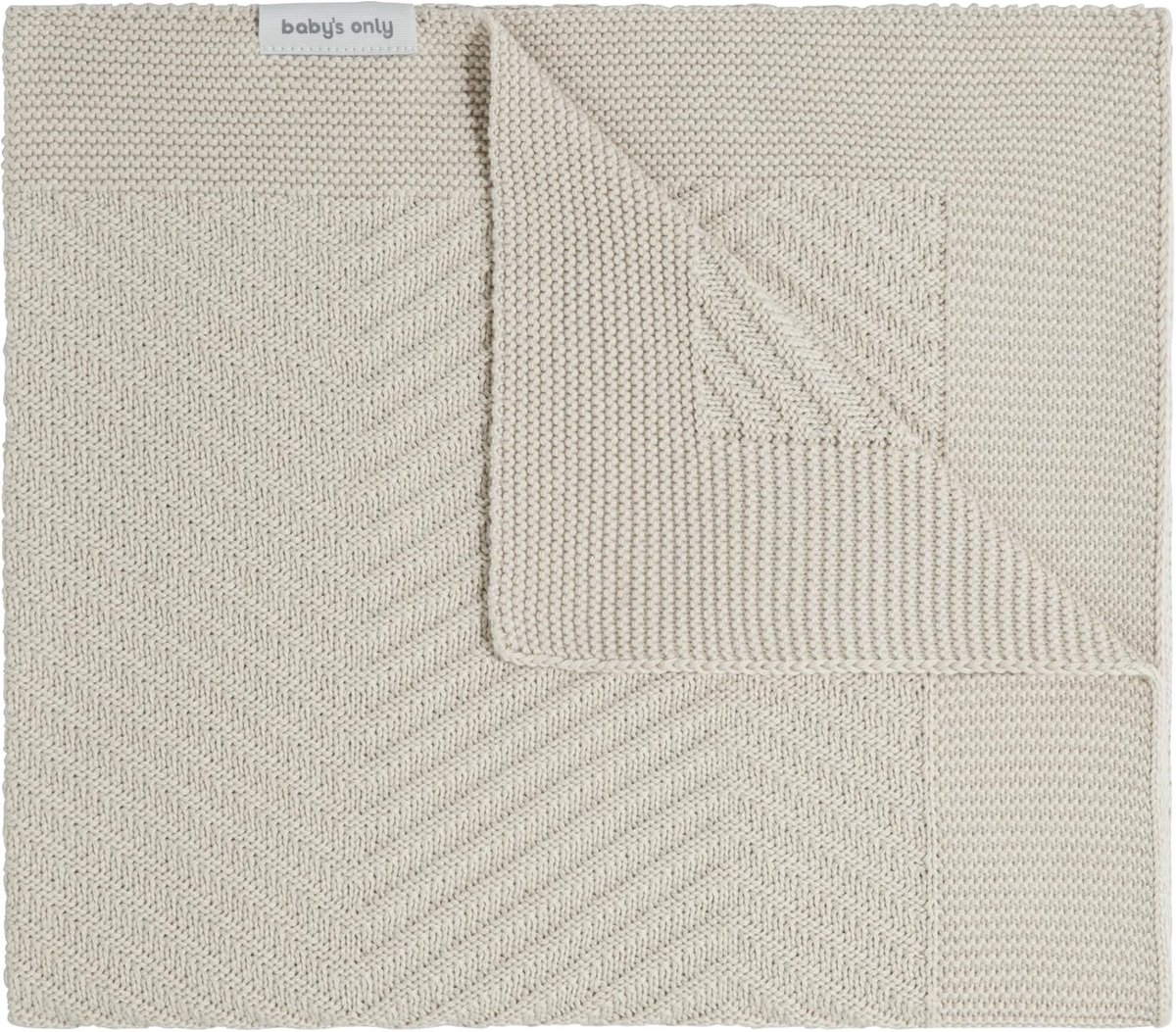 SnelShoppen - Babydeken Grace - Herringbone patroon - Katoen en acryl - 70x95 cm - Beige - Perfect voor babybedje en wieg - 0 tot 6 maanden