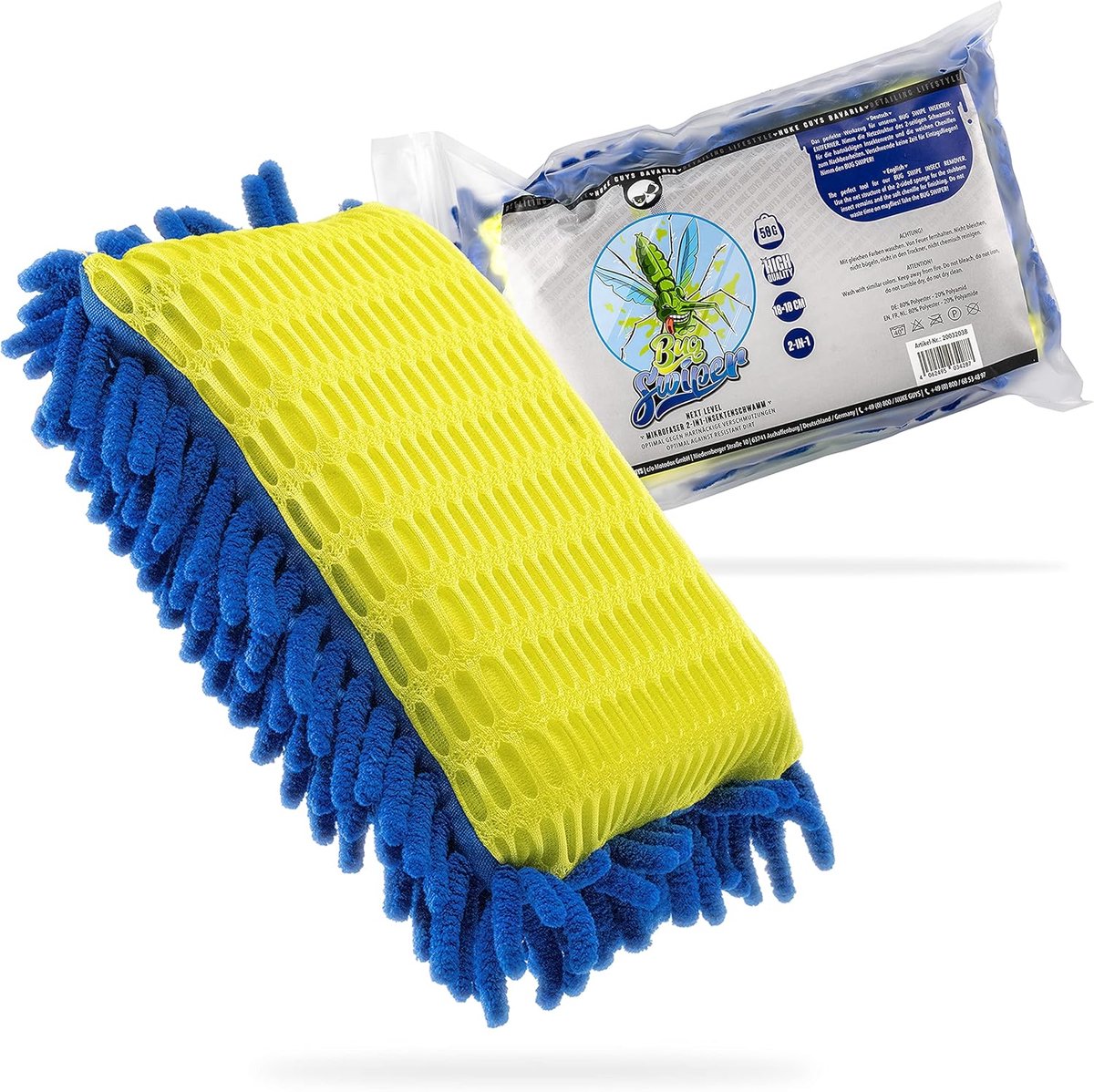 SnelShoppen - 2-in-1 Insect Sponge voor Auto, Professionele Microfibre Wasdoek, 18x10 cm, Hoogwaardige Insecten Verwijderaar voor Auto en Motor
