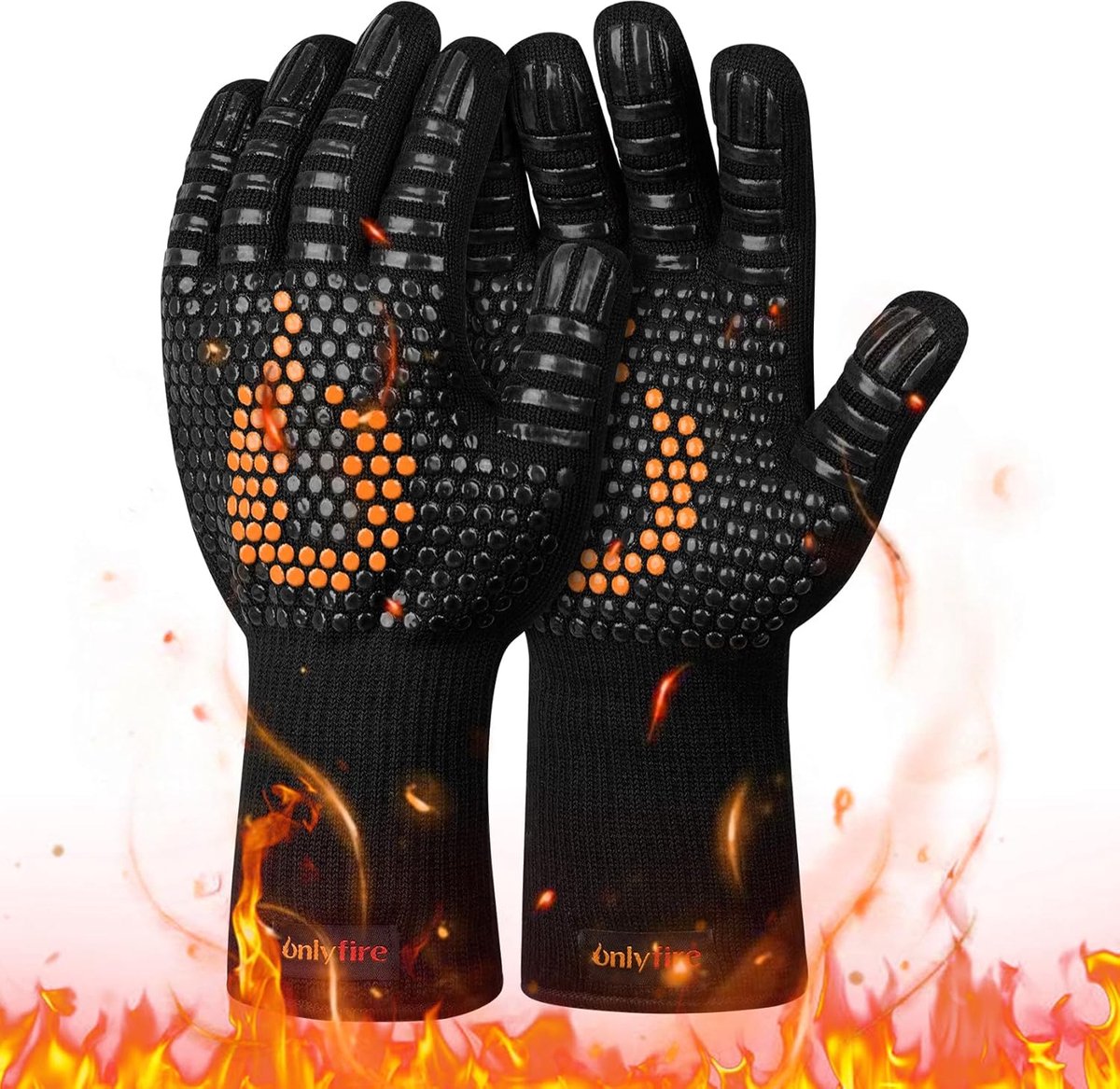 SnelShoppen - BBQ Handschoenen - Hittebestendig tot 800°C, Oven- en Grillhandschoenen, Vuurvaste Kookhandschoenen, Zwart, Voor Barbecue, Keuken, Campi