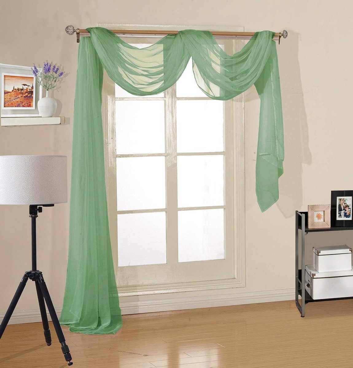Transparante Sjaal - Decoratieve Stof - Interieur Decoratie - Zachte Flexibele Stof - 94 x 548 cm - Salie