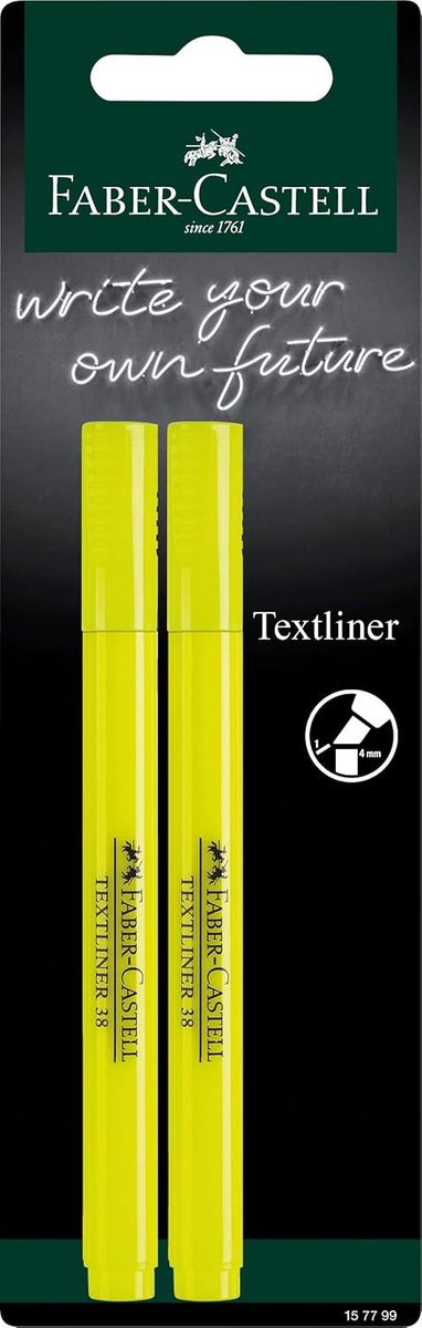 Thijox - Set van 2 Neongele Markeerstiften TL38, Lijnbreedte 1-4 mm, Ideaal voor School, Kantoor en Creatieve Projecten