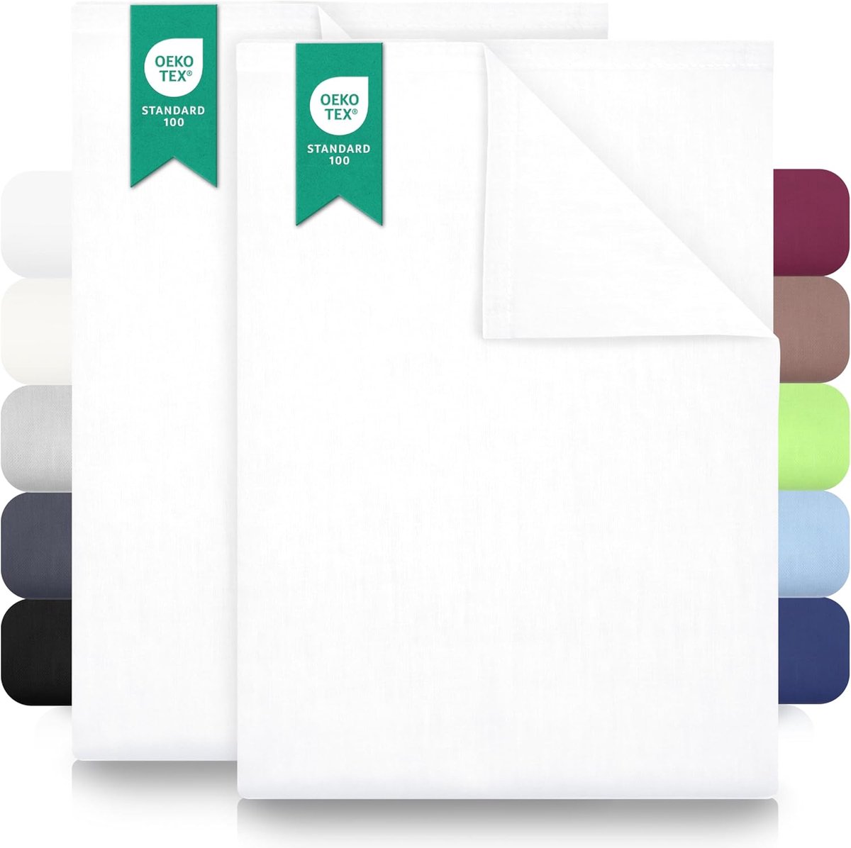 Thijox - Set van 2 Platte Lakens 100% Katoen - Huidvriendelijk, Onderhoudsvriendelijk en Wasbaar op Hoge Temperaturen - Wit 150 x 250 cm - Ideaal voor