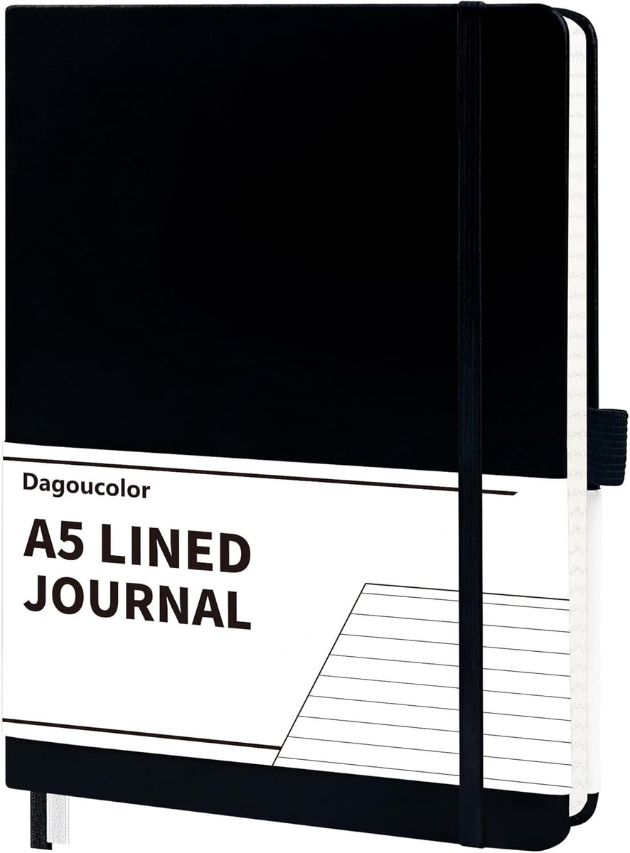SnelShoppen - Notepads A5 Hardcover PU Leder Notitieboek - 90 Vel (180 Pagina's) - 120GSM Premium Papier - Elastische Sluiting - Voor Kantoor, School,