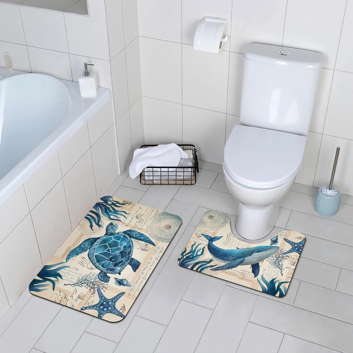SnelShoppen - 2 Delige Badmat Set, Sneldrogende Absorberende Antislip Matten, Gemakkelijk Schoon te Maken, Voor Badkamer Badkuip Douche, 60x40cm en U-