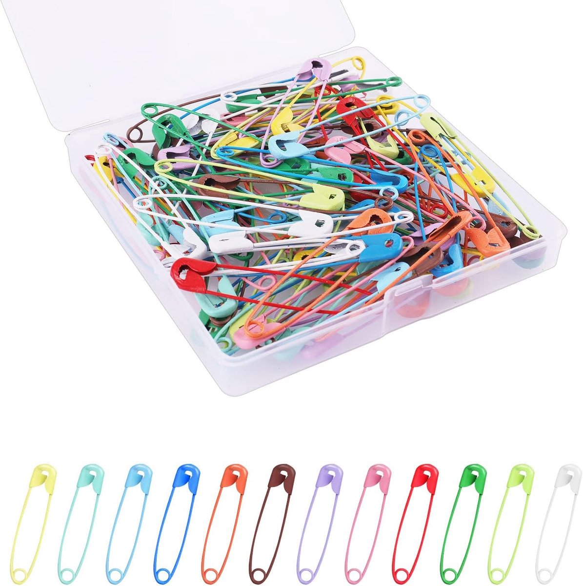 SnelShoppen - 100 Stuks Kleurige Veiligheidspennen 55mm - Grote Veiligheidsnaalden voor Kleding, Naaiwerk, Sieraden, Creatieve Handwerken - Assortimen