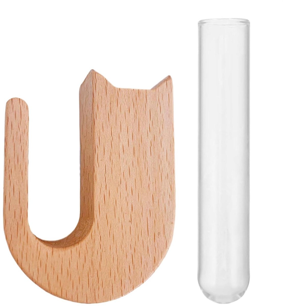 Bloemenhouder Auto - Ventilatie Clip - Auto Interieur Decoratie - Ruimte-optimaliserende Clip - 5 x 2 x 10 cm - Houtkleur